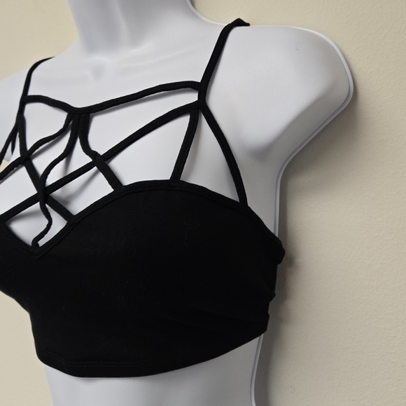 Express One Eleven Strappy Bralette Black L - Picture 5 of 8